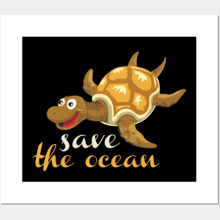 Save The Ocean Keep The Sea Plastic Free Turtle Scene Posters and Art